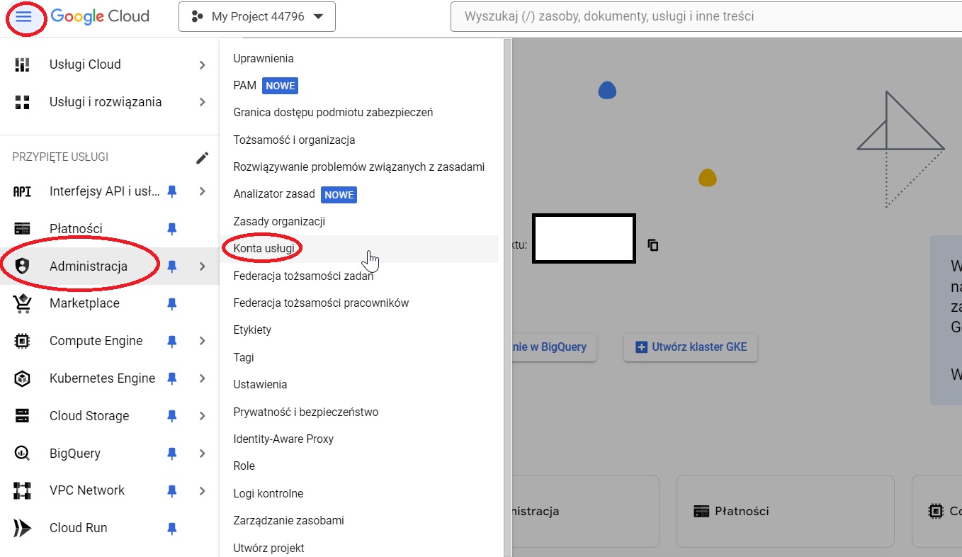 Zarządzanie kontami usługi (Service Account) w Google Cloud Console