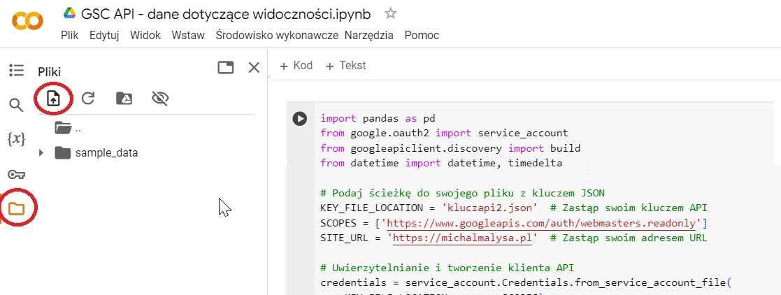 Wyciąganie danych dotyczących widoczności z GSC API