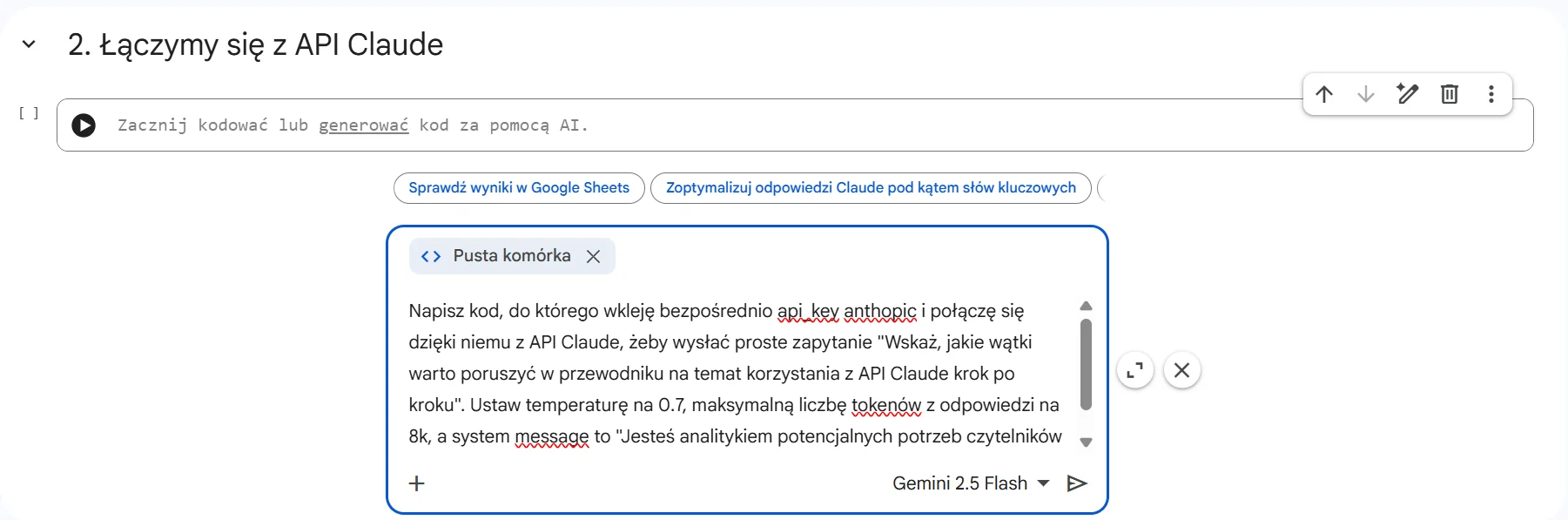 Proste połączenie z API Claude w Google Colab