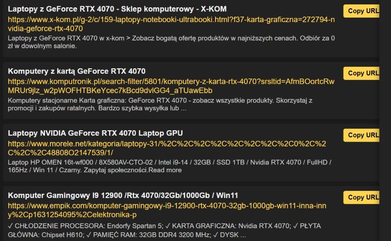 Źródła dla zapytań produktowych w ChatGPT