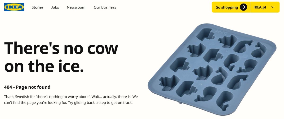 Przykład podstrony 404 - Ikea