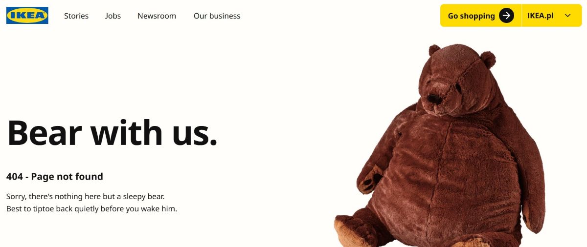 Przykład podstrony 404 - Ikea