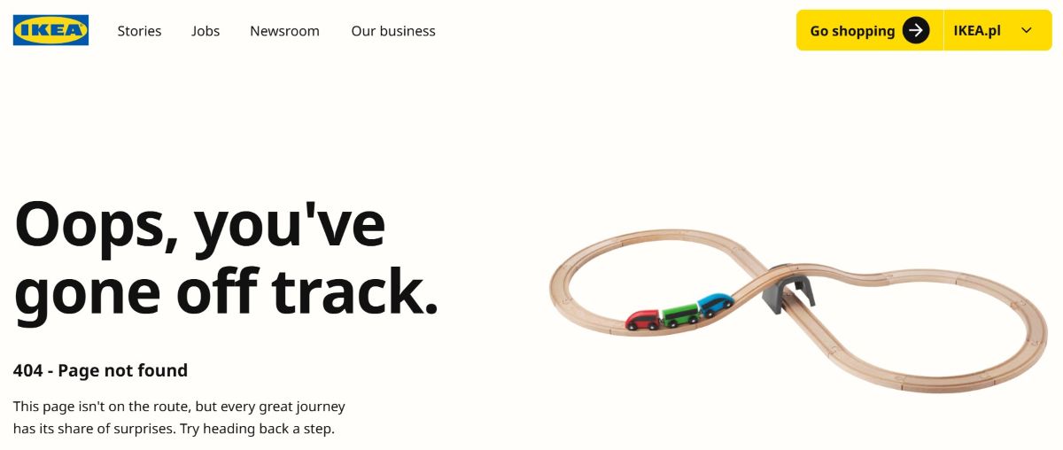 Przykład podstrony 404 - Ikea