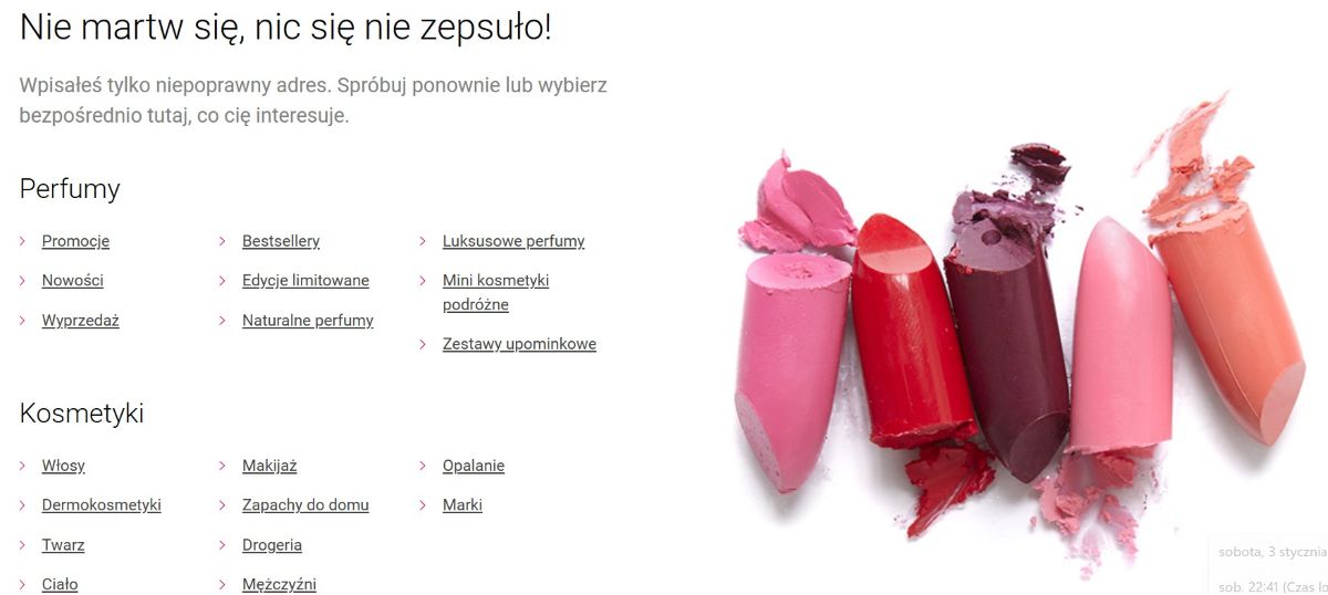 Przykład podstrony 404 - Notino