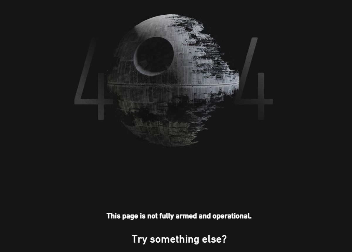 Przykład podstrony 404 - Star Wars