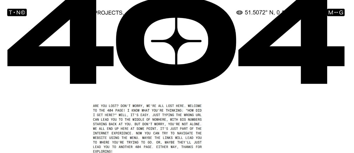 Przykład podstrony 404 - The Nero Design