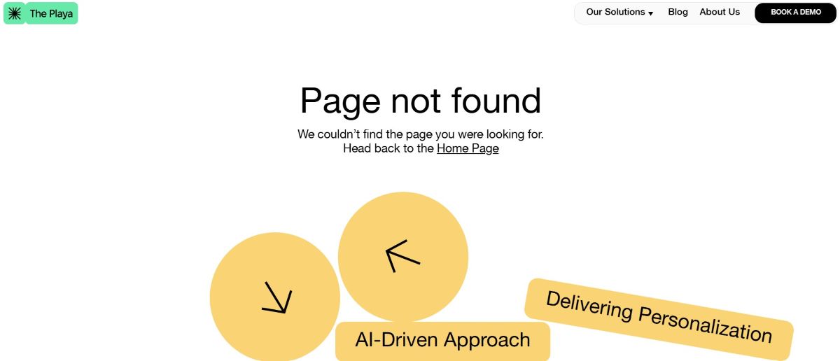 Przykład podstrony 404 - The Playa