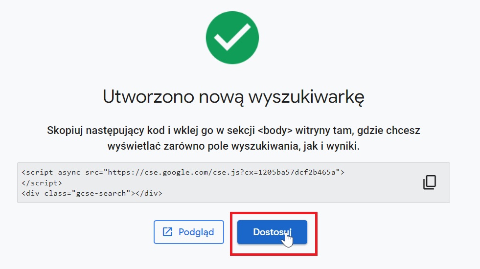 Dostosowywanie wyszukiwarki w Programmable Search Engine