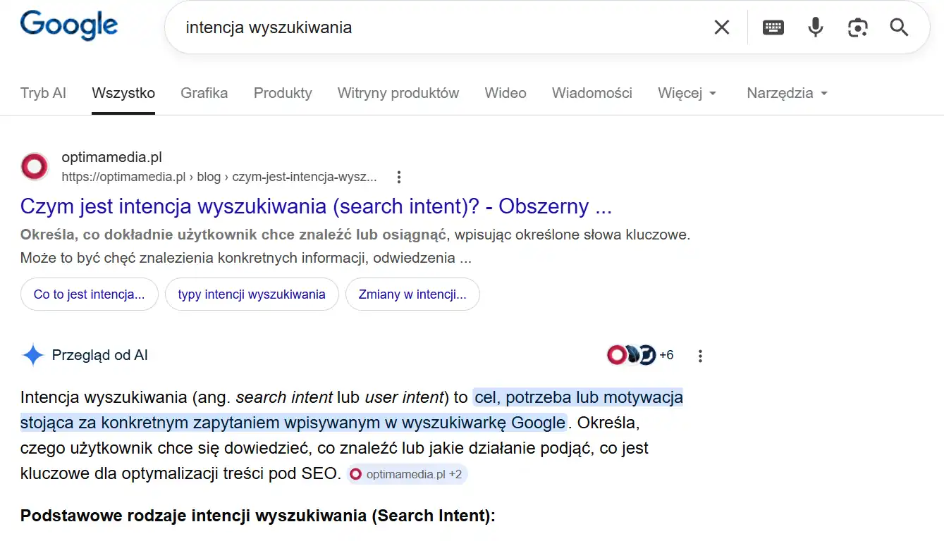 search intent - intencja wyszukiwania informacyjna