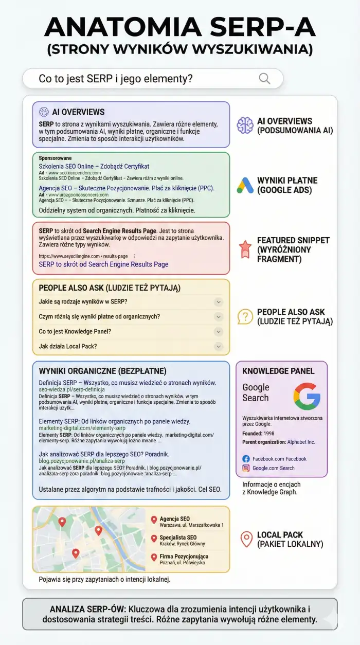 strona wynikow wyszukiwania serp infografika