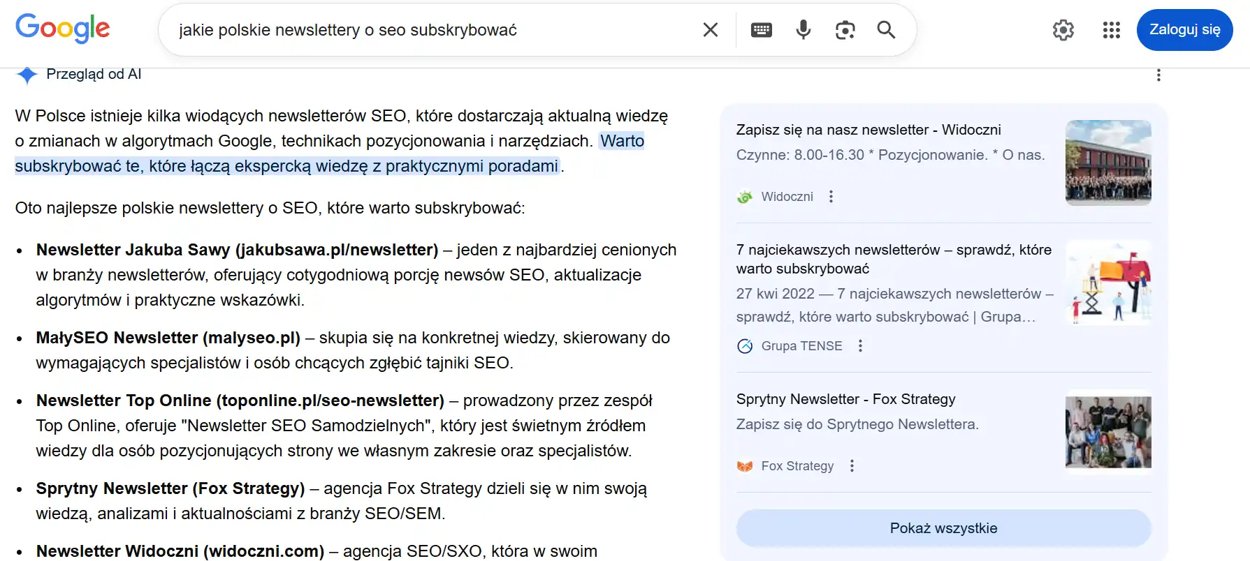 analiza serp - ai overviews